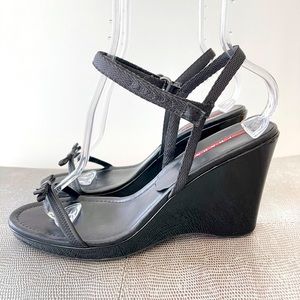 PRADA SPORT Patent Leather Wedge Sandsls